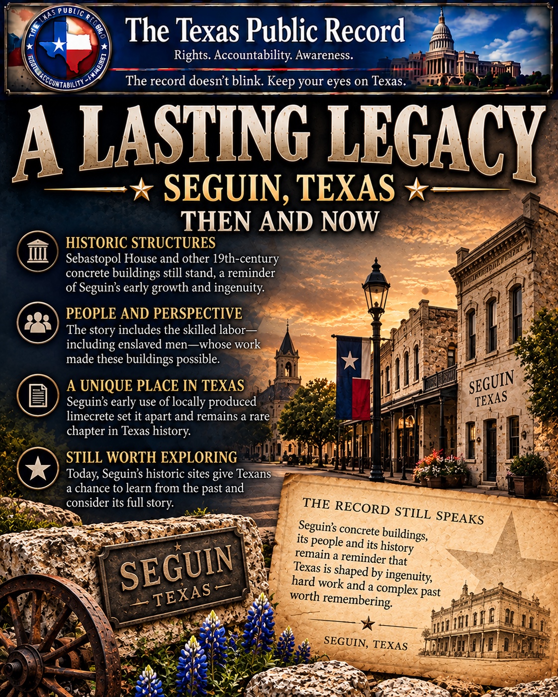 A lasting legacy: Seguin, then and now — educational illustration